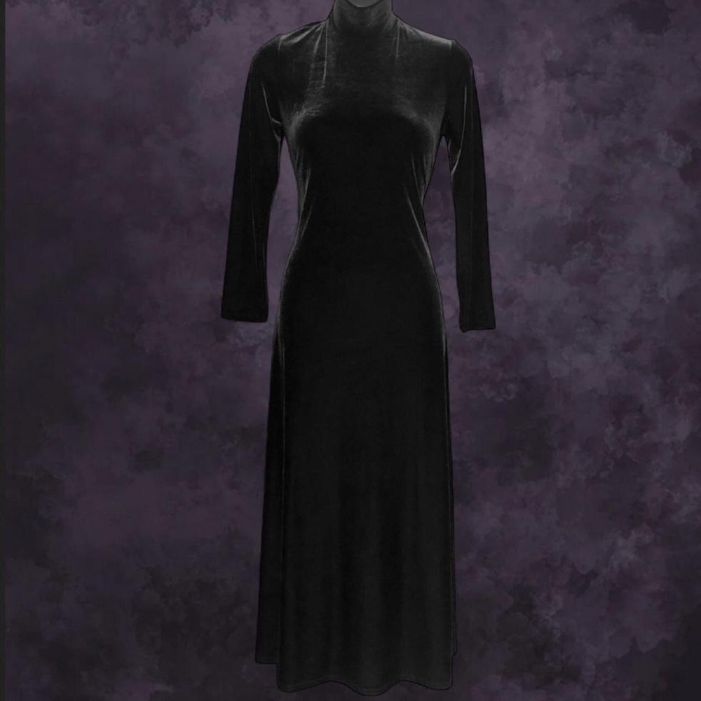 90s Black Velvet Maxi Dress